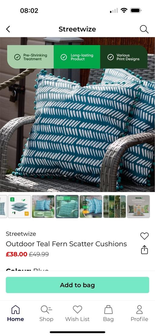 Buy & Sell Gillingham Business Park Medway - Kent - Photos for Teal fern cushions with tassels x4 