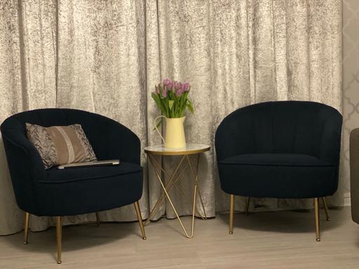 Buy & Sell Little Venice West London - Photos for Navy velvet Arm chair x 2