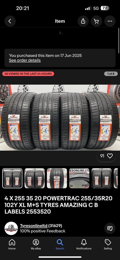 Vehicles West Midlands Birmingham - Photos for X4 255/35ZR20 102Y XL powertrac tyres