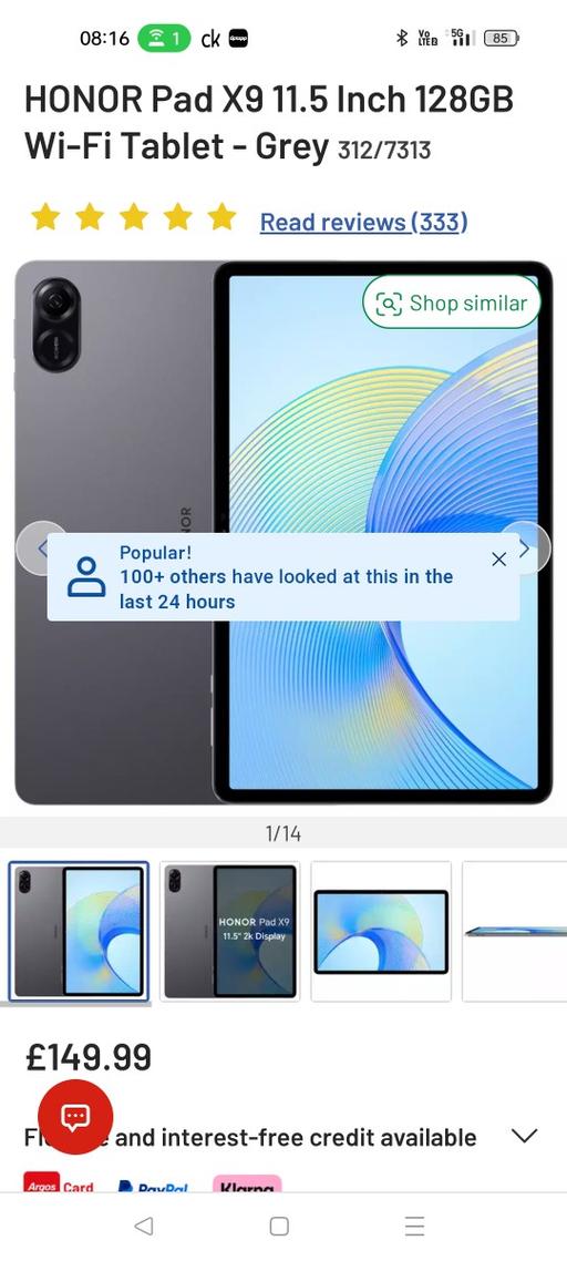 Buy & Sell Ilford Redbridge - Photos for honor x9 pad £150 in Argos