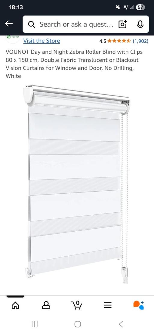 Buy & Sell Kingstanding Birmingham - Photos for 2 x Vounut White Zebra Blinds. NEW RRP £35