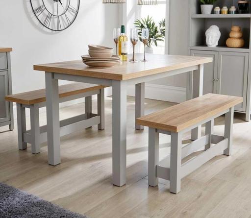 Buy & Sell Whitechapel East London - Photos for Dining Table and one bench Grey Oak Style