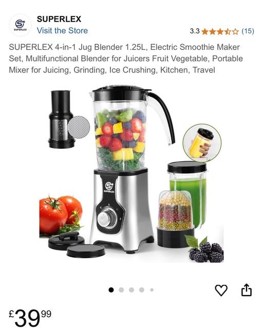 Buy & Sell Crystal Palace South East London - Photos for BLENDER SUPERLEX 4-in-1 Jug 1.25L