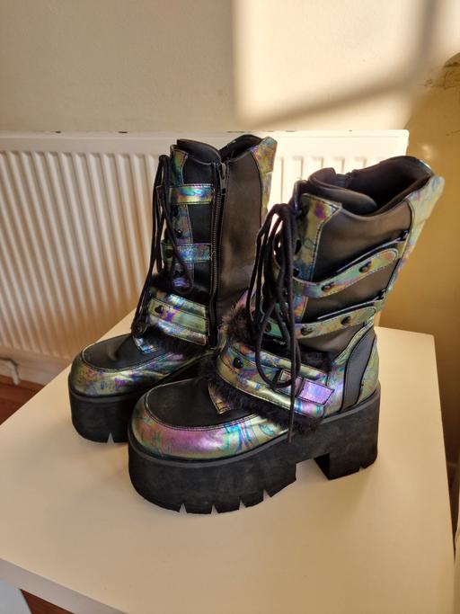 Buy & Sell Grange Park North London - Photos for Demonia Cult Holographic Platform Boots