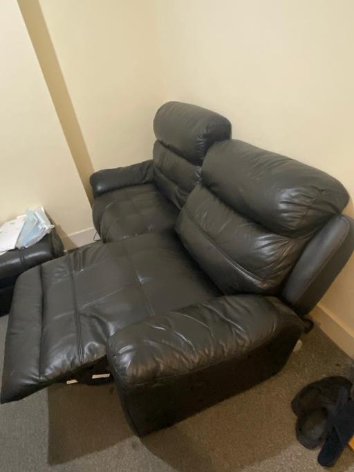 Buy & Sell Beckton East London - Photos for Dark Blue Electronic Reclining Leather Sofa