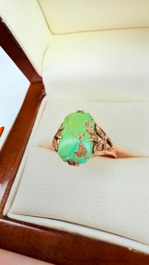 Buy & Sell Harrow on the Hill North West London - Photos for Deco 9ct Gold Natural Green Turquoise Ring
