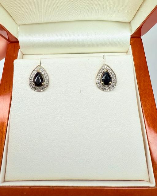 Buy & Sell Harrow on the Hill North West London - Photos for 9ct Gold Sapphire Diamond Teardrop Earrings