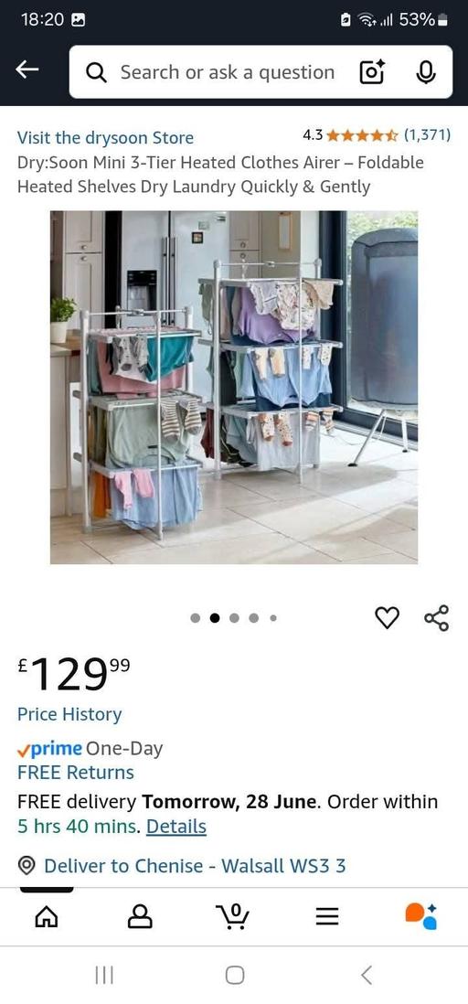 Buy & Sell Pelsall Walsall - Photos for 3 tier heated clothes airer