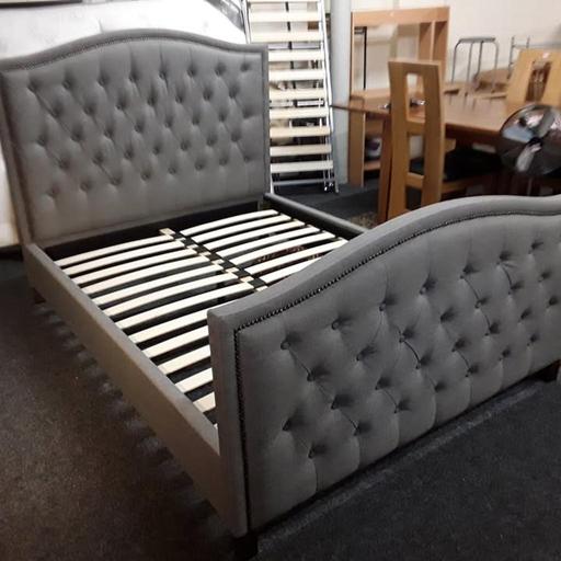 Buy & Sell Saint Pauls Trading Estate Tameside - Photos for Grey fabric buttoned double bed frame