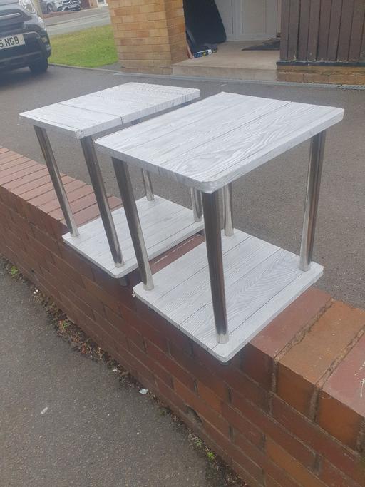 Buy & Sell Pensnett Dudley - Photos for 2 , Wood & Chrome Side Tables, 17 x 14 x 12.i