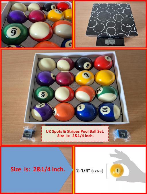 Buy & Sell Oldbury Sandwell - Photos for UK Spots & Stripes Pool Ball Set - 2-1/4