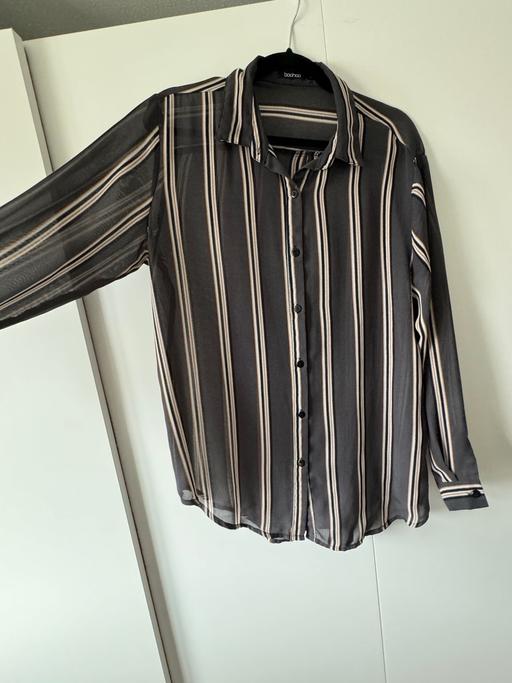 Buy & Sell Whiston Rotherham - Photos for Boohoo Sheer Striped Button-Up Shirt – Size L