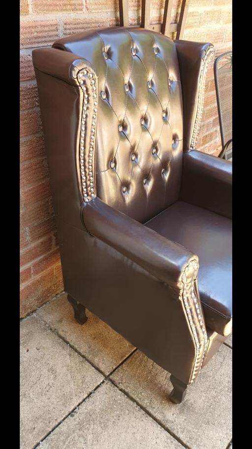 Buy & Sell Beoley Redditch - Photos for Brown studded faux leather chair