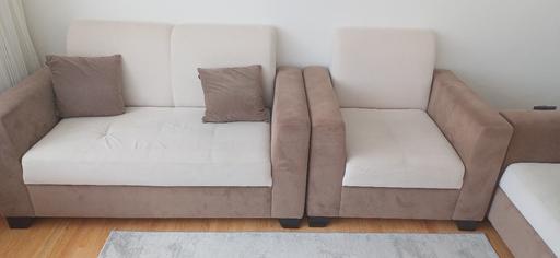 Buy & Sell Walthamstow East London - Photos for Dogtas Cream & Brown Sofa Set – Excellent Con