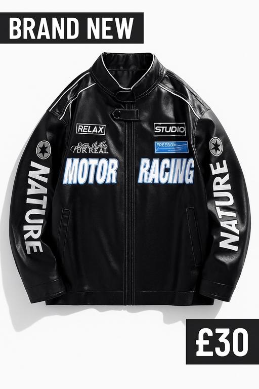 Buy & Sell - Photos for SHEIN Faux Leather Racing Jacket, Size M