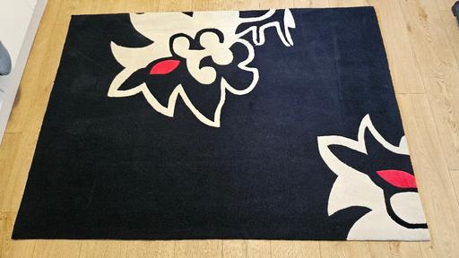 Buy & Sell Saint Cyrus Aberdeenshire - Photos for Deep Pile Heavy Wool Rug – Black with Cream &