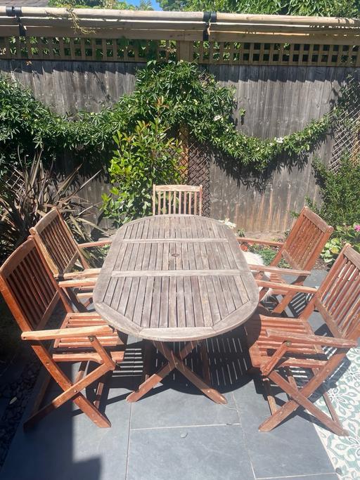 Buy & Sell Forest Hill South East London - Photos for Wooden foldable garden table and chairs