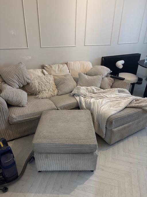 Buy & Sell Upper Norwood South East London - Photos for Modern L Shape Beige Sofa + Extra Leg Piece