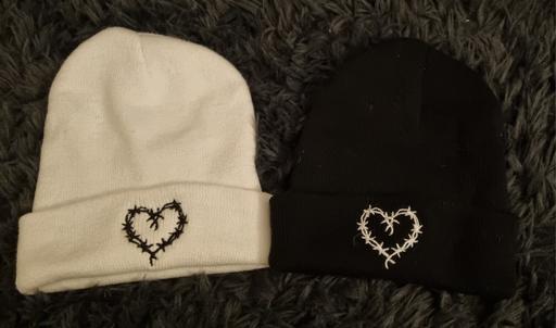 Buy & Sell Clayton West Kirklees - Photos for Black and White Shein Love Heart Hats x 2