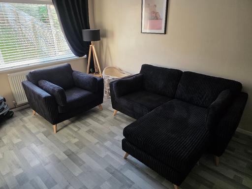 Buy & Sell Cefn Hengoed Caerphilly - Wales - Photos for Black Sofa - DFS Benji Jumbo Cord Sofa+Cuddle