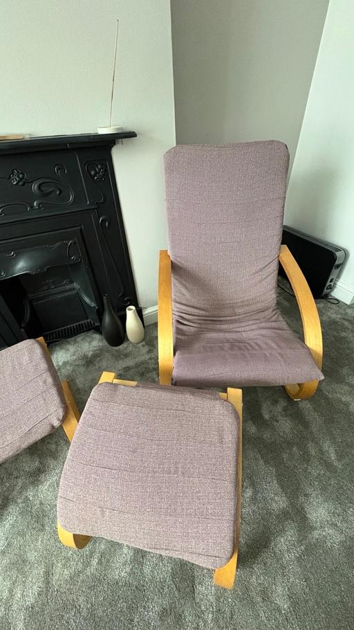 Buy & Sell Forest Gate East London - Photos for Beechwood armchair & footstool with new cover
