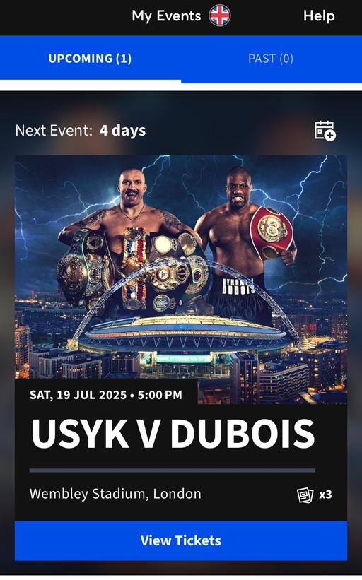 Buy & Sell Crossness South East London - Photos for x3 tickets for the Usyk V Dubois fight