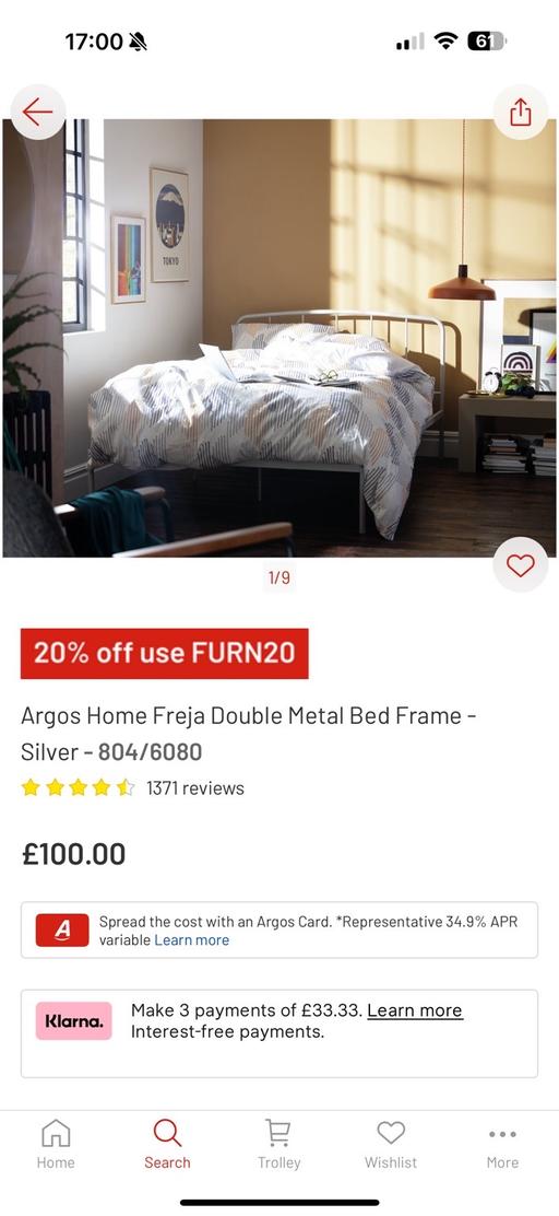 Buy & Sell Beeston Leeds - Photos for White Metal Double Bed Frame