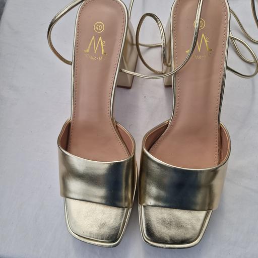 Buy & Sell Selhurst South East London - Photos for Gold colour Heeled Wrap Around Platform Sanda