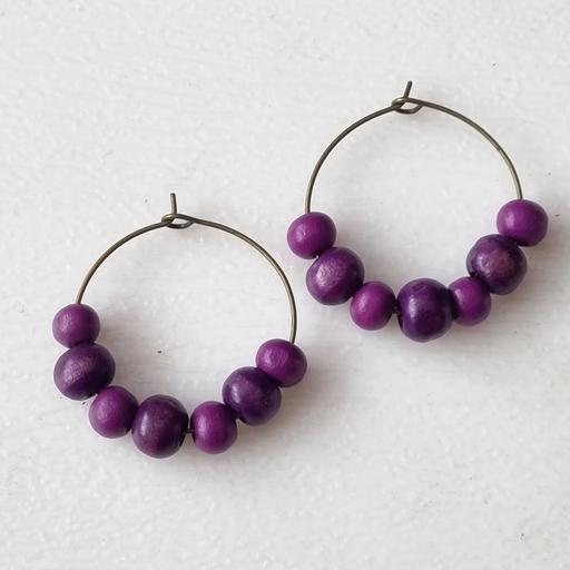 Buy & Sell Liverpool Knowsley - Photos for Large Wooden Purple Beaded Hooped Earrings