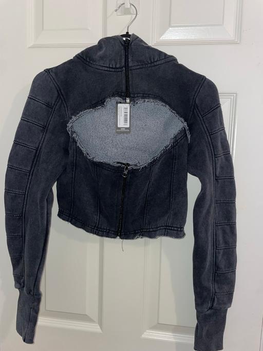 Buy & Sell Sundon Luton - Photos for PLT Charcoal grey washed sweat cut out hoodie