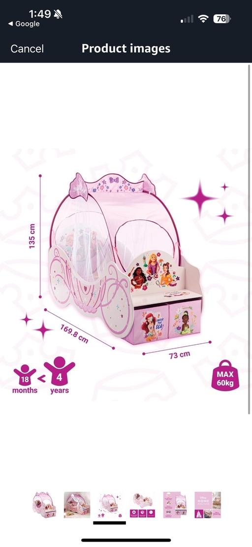Buy & Sell Crossness South East London - Photos for Princess toddler bed with canopy & bedding