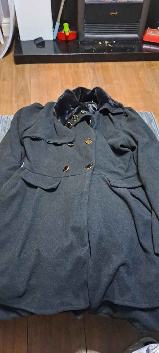 Buy & Sell Northfield Birmingham - Photos for Faux Fur Trim Black Military-Style Coat