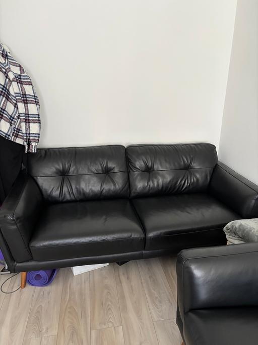 Buy & Sell Stepney East London - Photos for Two leather sofas and footstool
