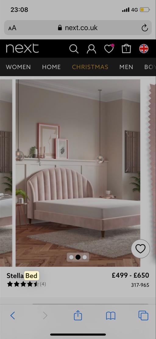 Buy & Sell Wilton Park Buckinghamshire - Photos for Next Pink Upholstered Double Bed + Mattress
