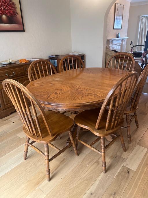 Buy & Sell Hall Green Birmingham - Photos for Oak dinning table 6 chair included brown