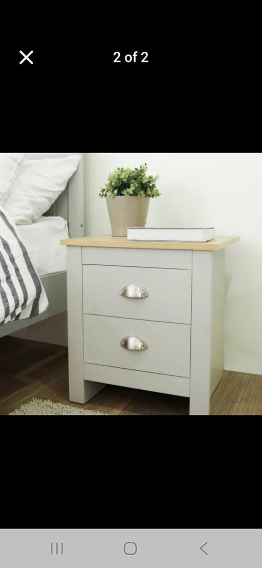 Buy & Sell Halesowen Dudley - Photos for Lexington 2 Drawer Grey and Oak Bedside Table