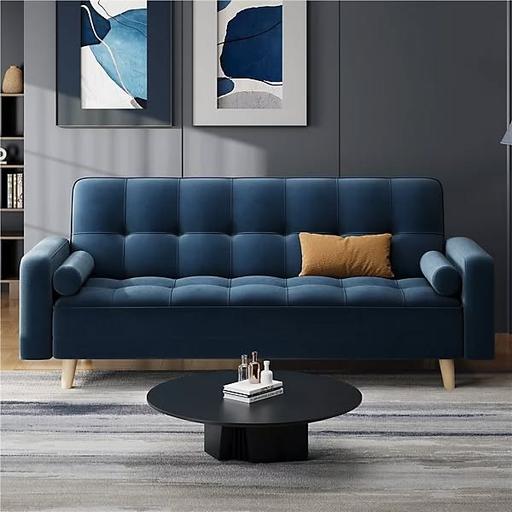 Buy & Sell Halesowen Dudley - Photos for Yaheetech Blue Velvet 3 Seater Sofa Bed