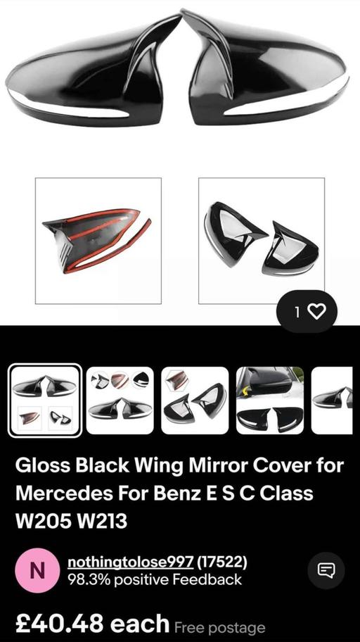Vehicles Fleetwood Wyre - Photos for Gloss Black Mirror Caps Fit's Mercedes W20
