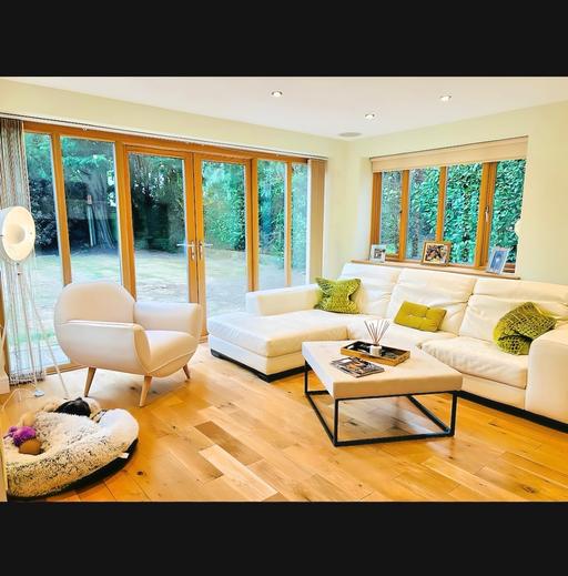 Buy & Sell Loudwater Three Rivers - Photos for L-shaped white leather sofa