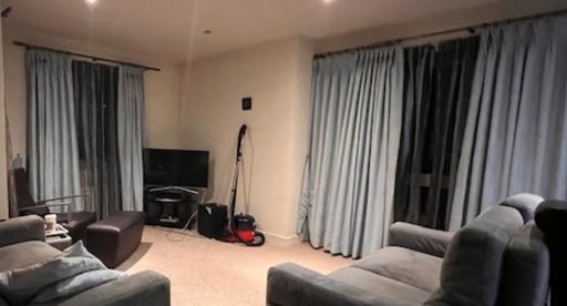 Buy & Sell Prestwich Bury - Photos for Blue Suede Material Curtains + Poles x 3 Pair