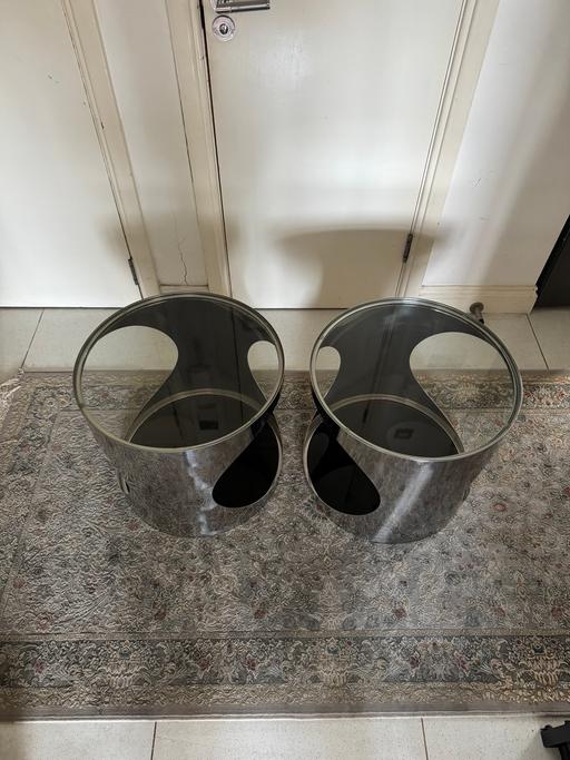 Buy & Sell Willesden Green North West London - Photos for Pair of Modern Chrome & Glass Side Tables