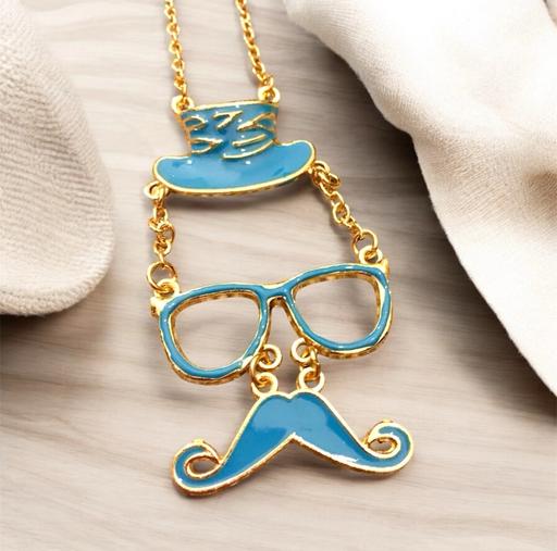 Buy & Sell Longsight Manchester - Photos for Blue long chain moustache Necklaces N106