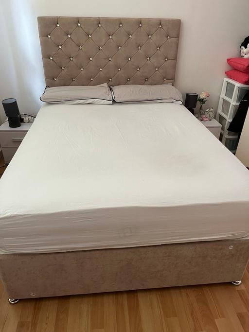 Buy & Sell Stonebridge North West London - Photos for Beige double bed with mattress and storage