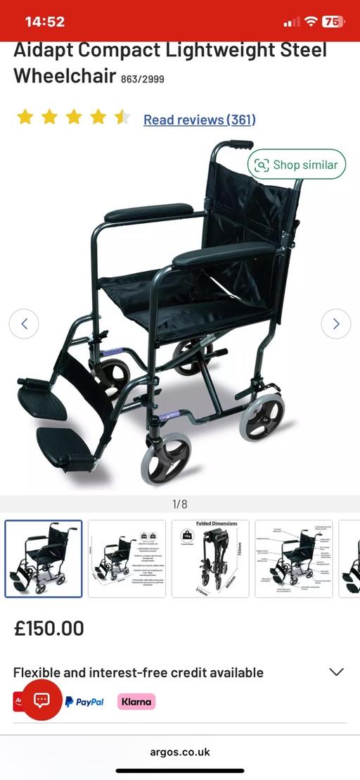 Buy & Sell Collins Green Warrington - Photos for Aidapt Lightweight Wheelchair