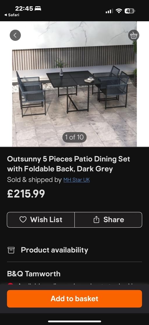 Buy & Sell Fazeley Lichfield - Photos for Outsunny 5 piece patio set