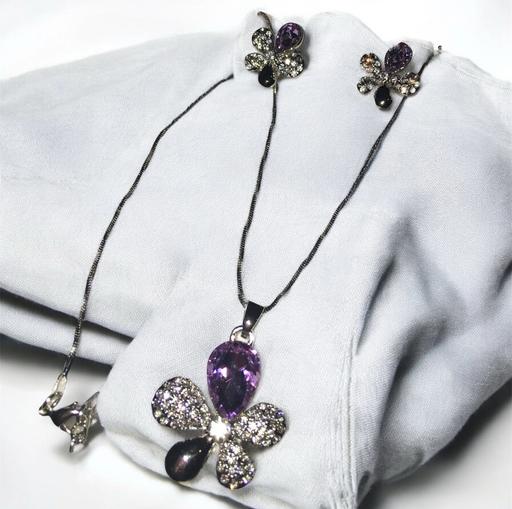 Buy & Sell Longsight Manchester - Photos for Purple crystal pendant and earring sets n131