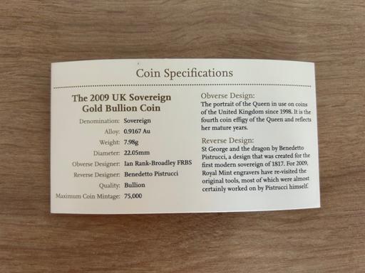Buy & Sell Quarry Bank Dudley - Photos for 2009 full gold sovereign