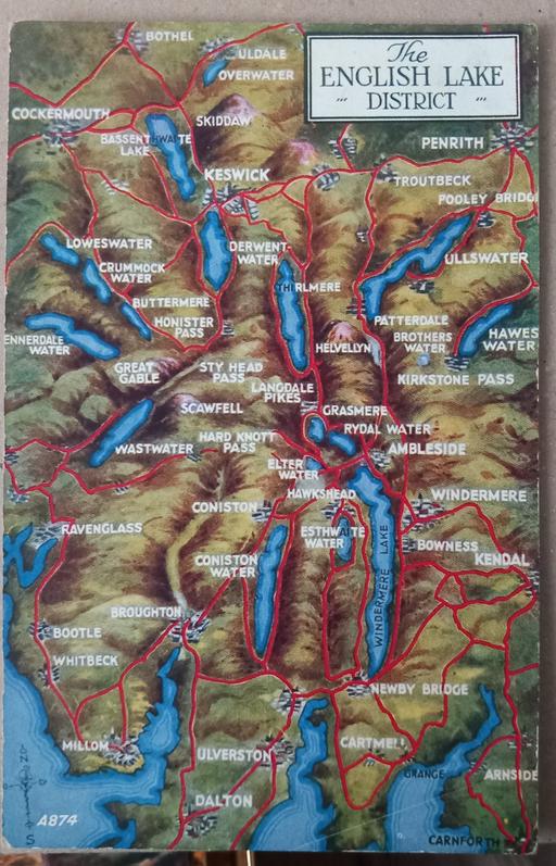 Buy & Sell Thatto Heath Saint Helens - Photos for Vintage Valentines lake district map postcard