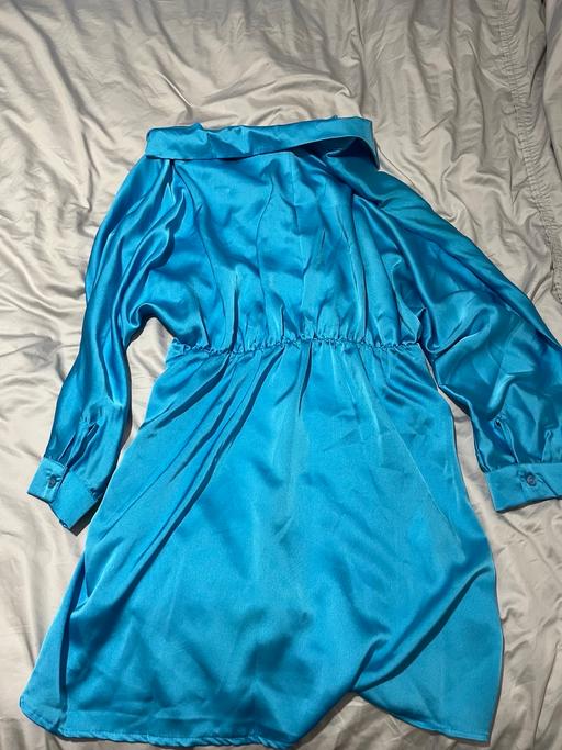 Buy & Sell Lower Sydenham South East London - Photos for Blue satin pleated shirt dress