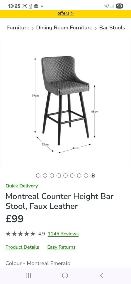 Buy & Sell Brunswick Park North London - Photos for 2 x Emreald green bar stools